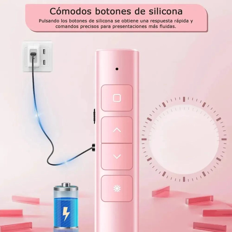 PUNTERO LASER INALAMBRICO PRESENTADOR PARA POWERPOINT EN COLOR ROSA - 3