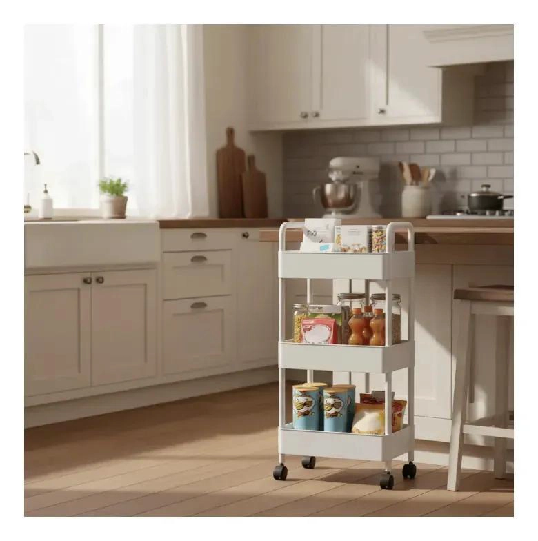 CARRO PLASTICO MULTIUSO DE 3 NIVELES PARA COCINA Y BAÑO - 1