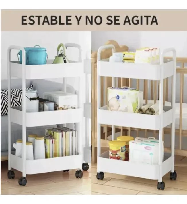 CARRO PLASTICO MULTIUSO DE 3 NIVELES PARA COCINA Y BAÑO - 2