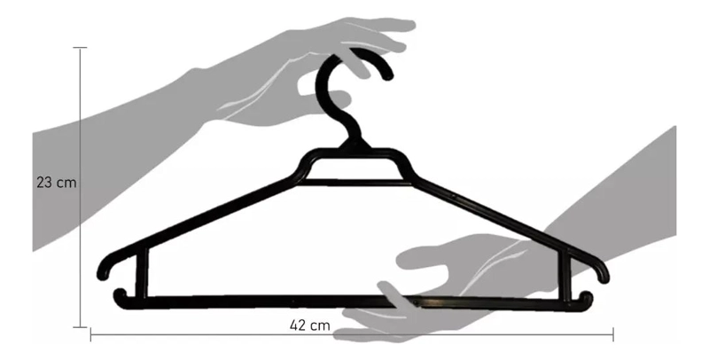 PACK DE 50 COLGADORES DE ROPA PLASTICOS NEGROS ANTIDESLIZANTES - 3