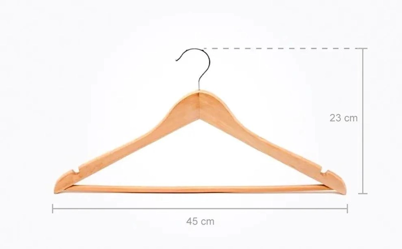 PACK DE 9 COLGADORES DE MADERA CON GANCHO ROTATIVO PARA ROPA - 6