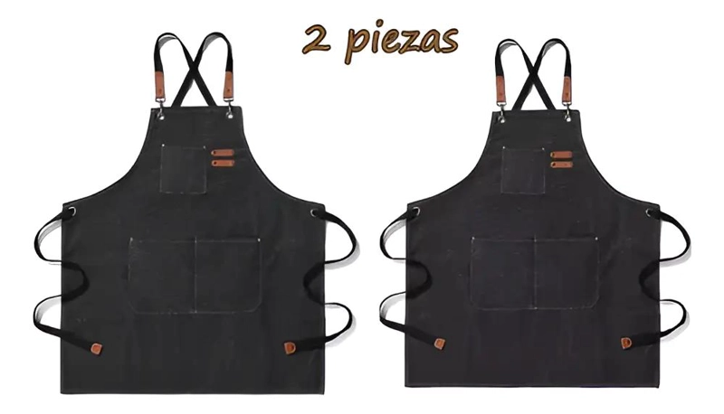 DELANTAL DE COCINA AJUSTABLE EN MEZCLILLA PREMIUM - 2 PIEZAS - 10