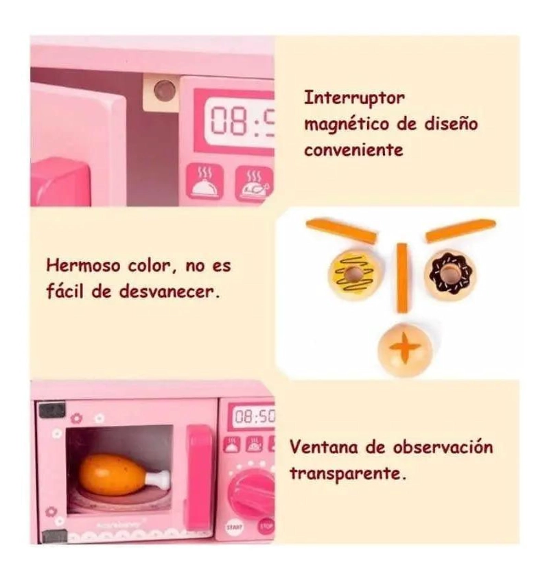 HORNO MICROONDAS DIDACTICO DE MADERA PARA NIÑOS - 6