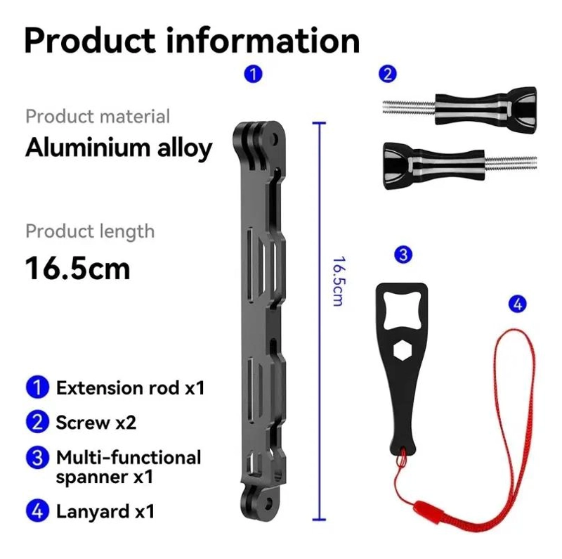 VARILLA DE EXTENSION DE ALUMINIO PARA CAMARAS DE ACCION - 3