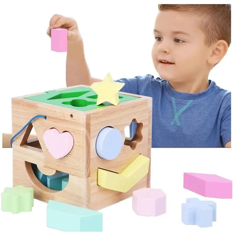 CUBO ENCAJE DIDACTICO DE MADERA PARA NIÑOS - 1