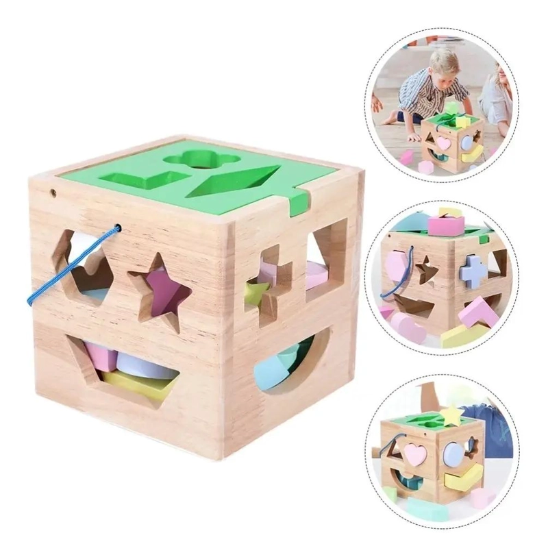 CUBO ENCAJE DIDACTICO DE MADERA PARA NIÑOS - 2