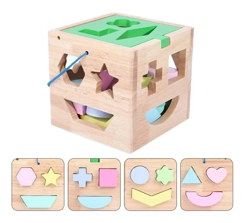 CUBO ENCAJE DIDACTICO DE MADERA PARA NIÑOS - 5