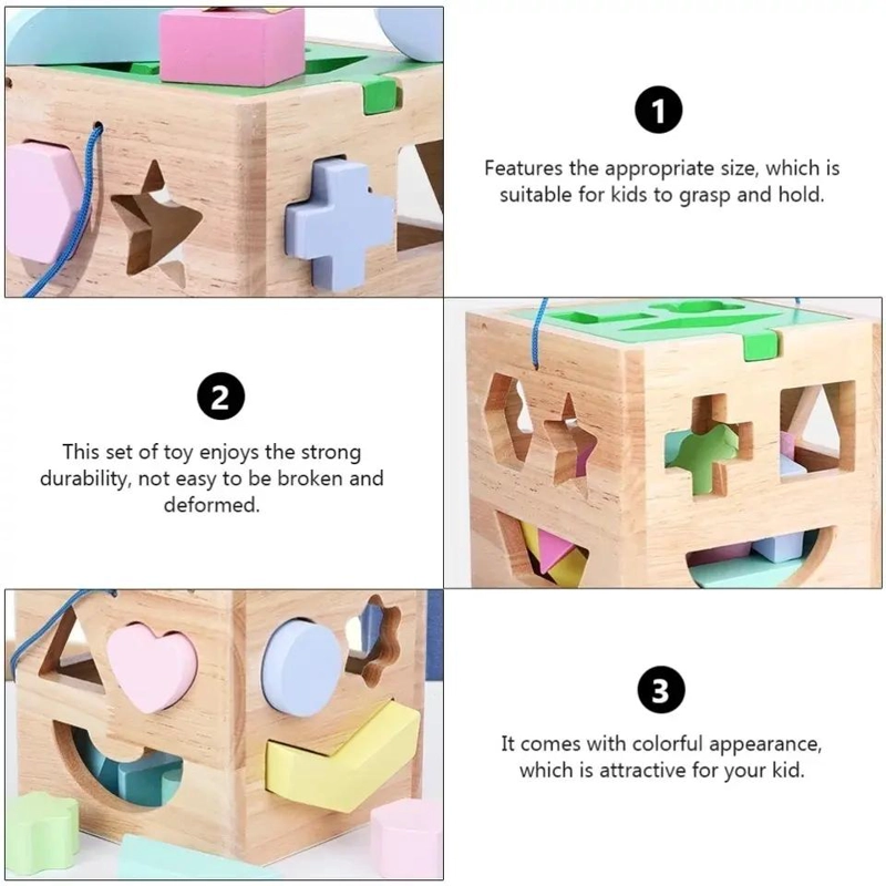 CUBO ENCAJE DIDACTICO DE MADERA PARA NIÑOS - 8