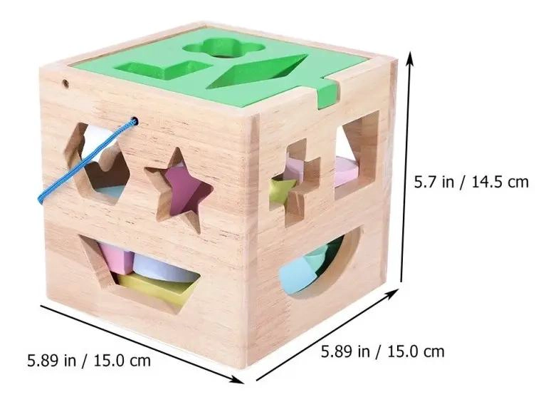 CUBO ENCAJE DIDACTICO DE MADERA PARA NIÑOS - 9