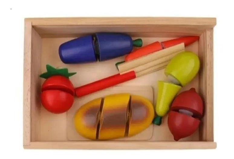 PACK DE JUGUETES DE COCINA DE MADERA CON FRUTAS Y VERDURAS - 2