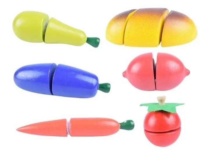 PACK DE JUGUETES DE COCINA DE MADERA CON FRUTAS Y VERDURAS - 3