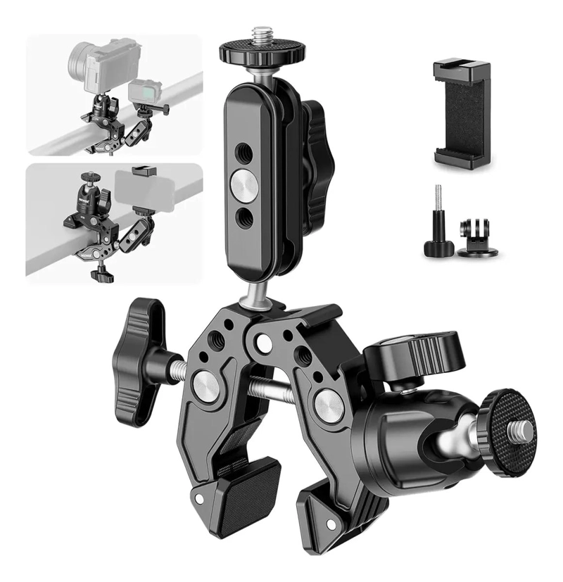 BRAZO DOBLE ARTICULADO CON SUPER CLAMP Y CABEZAL DE BOLA - 1