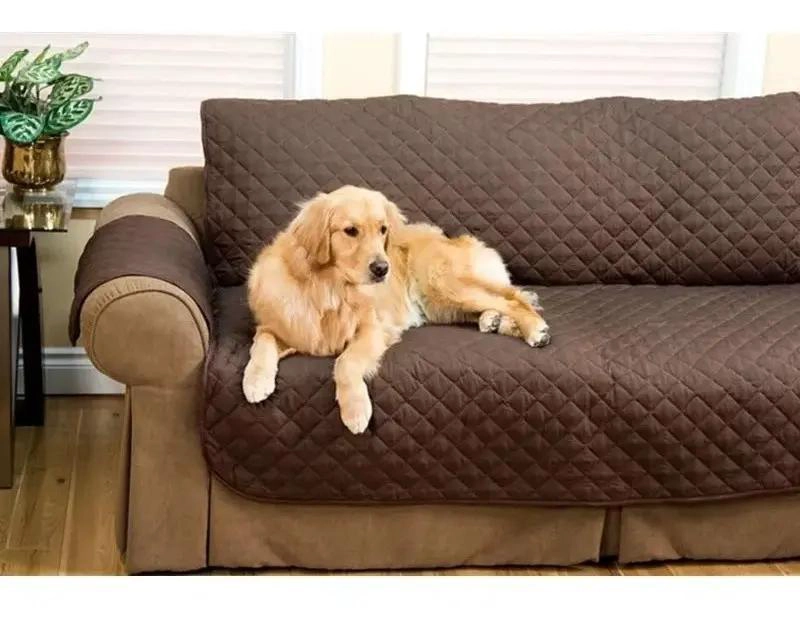 FUNDA IMPERMEABLE REVERSIBLE PARA SILLON 3 PLAZAS COLOR CAFE - 3