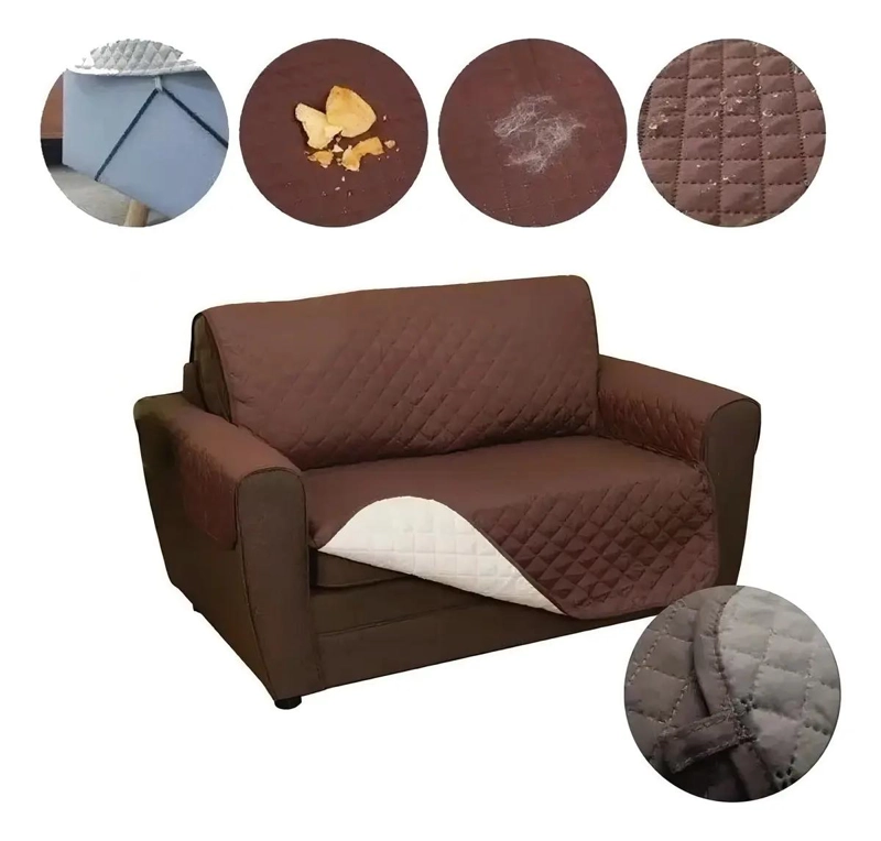 FUNDA IMPERMEABLE REVERSIBLE PARA SILLON 3 PLAZAS COLOR CAFE - 5