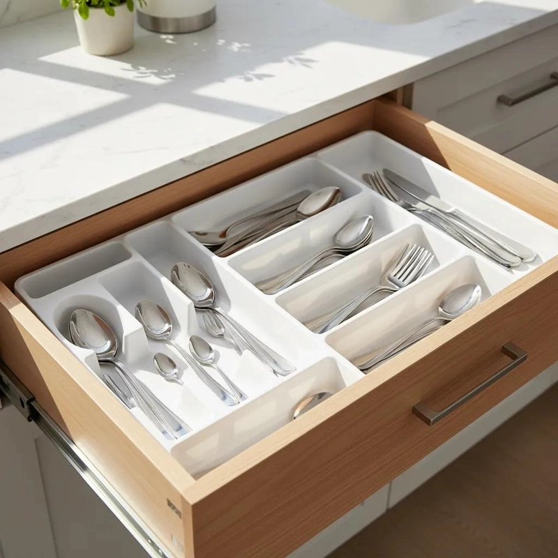 ORGANIZADOR RECTANGULAR DE CUBIERTOS CON 6 COMPARTIMENTOS - 4