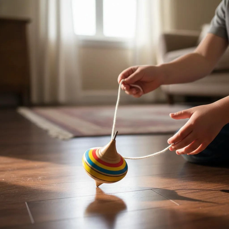 JUEGO DE 6 TROMPOS DE MADERA CON LIENZO TIPICO CHILENO - 1