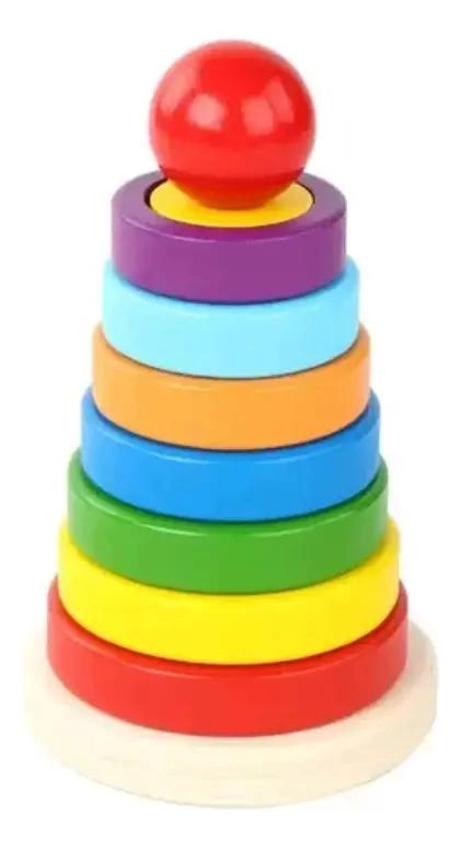JUGUETE DE MADERA DIDACTICO TORRE DE FORMAS PARA APILAR - 2