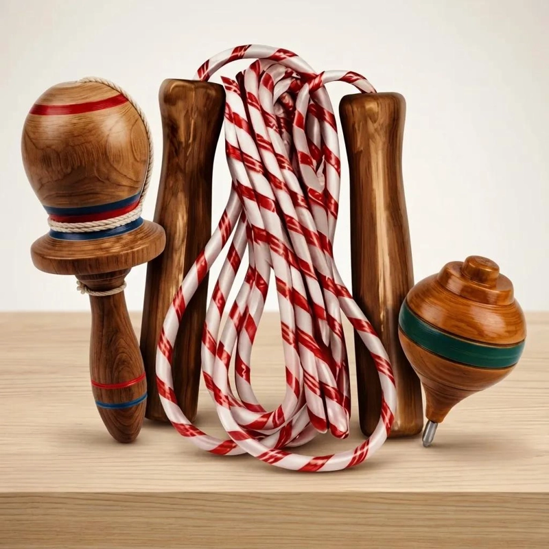 PACK DE JUGUETES TRADICIONALES: TROMPO, EMBOQUE Y CUERDA - 5