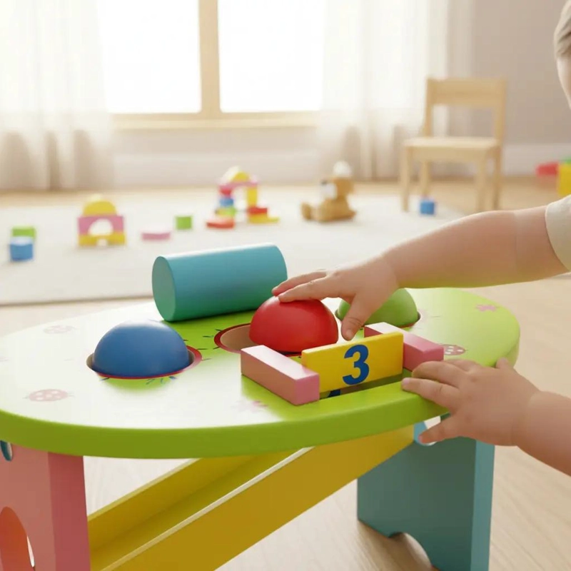 MESA DIDACTICA ESTIMULANTE CON MARTILLO PARA NIÑOS - 1