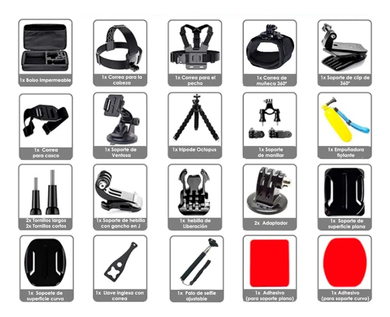 MALETIN DE ACCESORIOS PARA CAMARAS DE ACCION 28 PIEZAS - 2