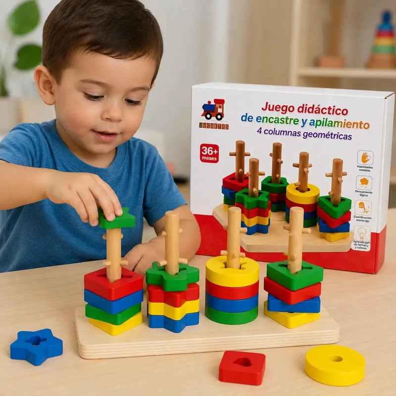 JUGUETE DIDACTICO DE MADERA PARA CLASIFICACION DE FORMAS - 2