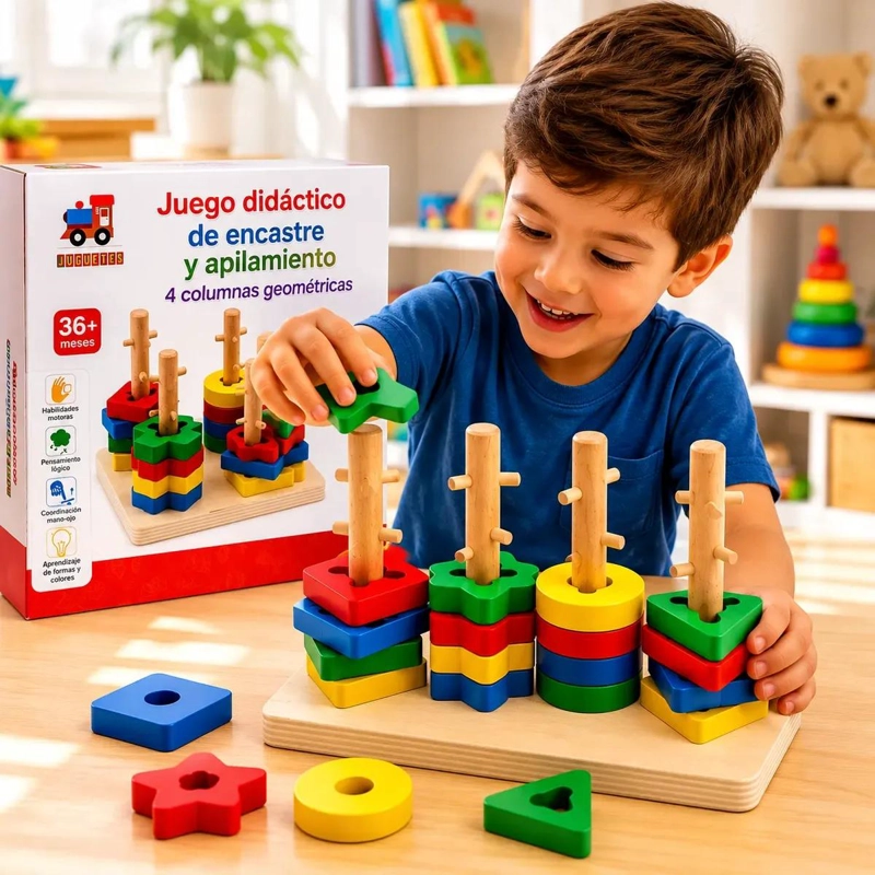 JUGUETE DIDACTICO DE MADERA PARA CLASIFICACION DE FORMAS - 3
