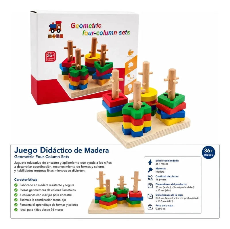 JUGUETE DIDACTICO DE MADERA PARA CLASIFICACION DE FORMAS - 4