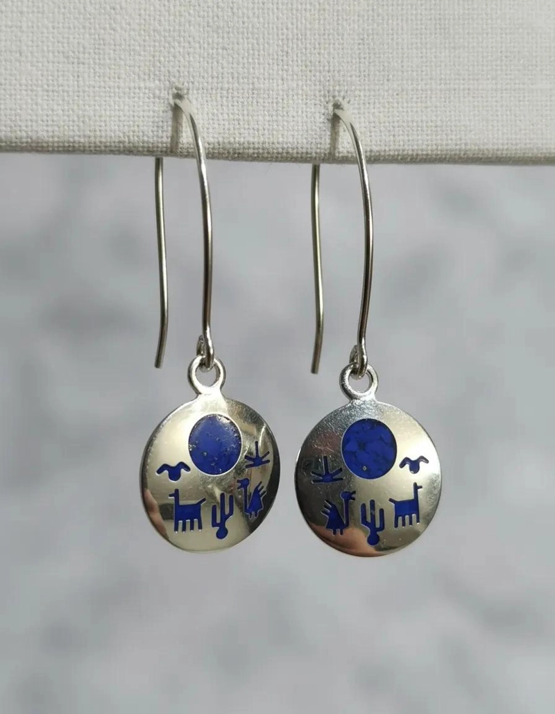 AROS DE LAPISLAZULI EN PLATA 950 CON DISEÑO ELEGANTE - 1