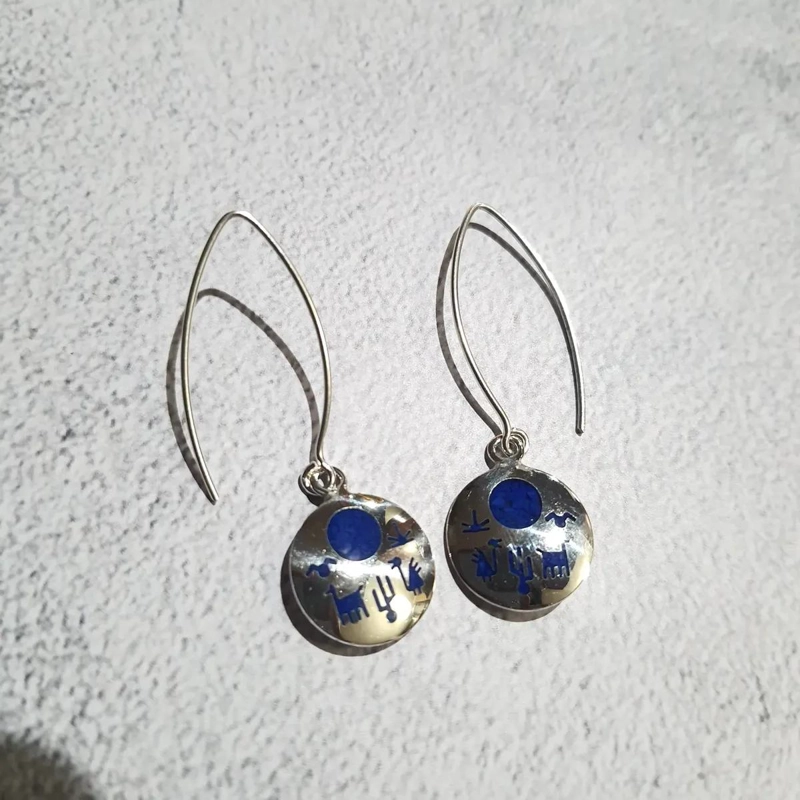 AROS DE LAPISLAZULI EN PLATA 950 CON DISEÑO ELEGANTE - 2