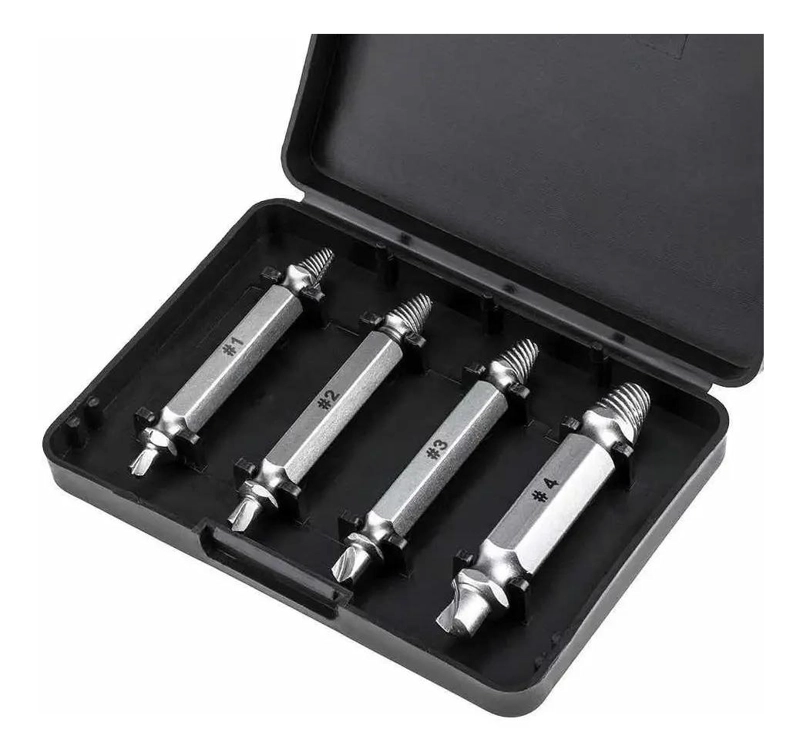 KIT DE HERRAMIENTAS PARA EXTRAER TORNILLOS RODADOS CON 4 PUNTAS - 1
