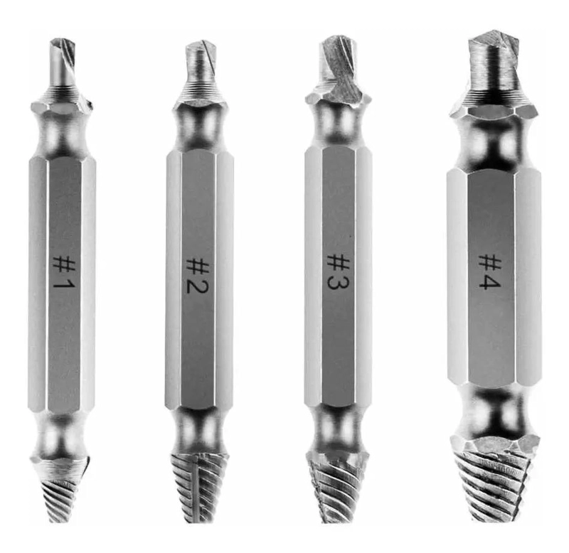 KIT DE HERRAMIENTAS PARA EXTRAER TORNILLOS RODADOS CON 4 PUNTAS - 2