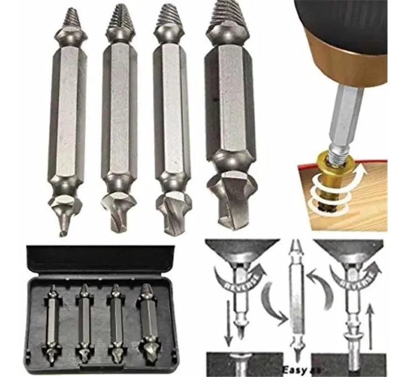 KIT DE HERRAMIENTAS PARA EXTRAER TORNILLOS RODADOS CON 4 PUNTAS - 3