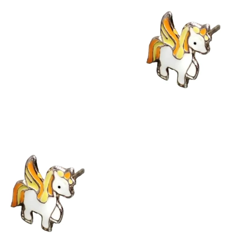 AROS DE UNICORNIO DE PLATA LEY 925 PARA NIÑAS - 1
