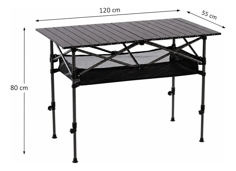 MESA PLEGABLE CAMPING CON MALLA ORGANIZADORA Y ALTURA AJUSTABLE - 2