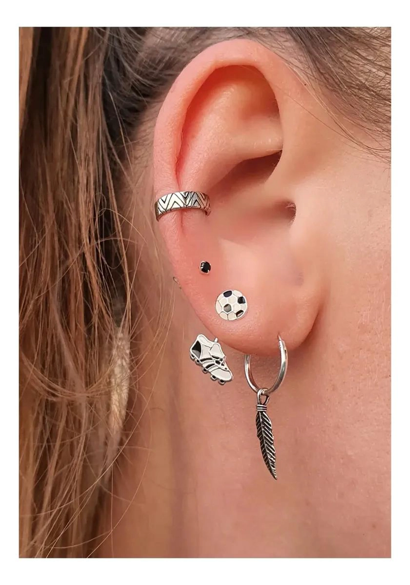 ARGOLLAS COLGANTES DE PLATA 925 CON DISEÑO DE PLUMA UNISEX - 4
