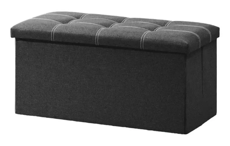 PUFF TABURETE PLEGABLE ORGANIZADOR MULTIFUNCIONAL 76X38CM COLOR GRIS - 1