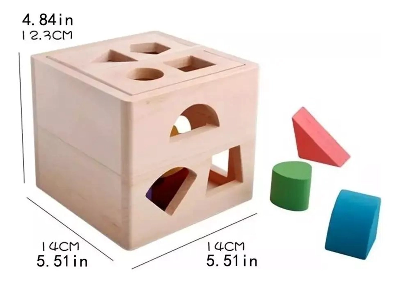 CUBO ENCAJE DIDACTICO Y 3 ROMPECABEZAS DE MADERA - 9