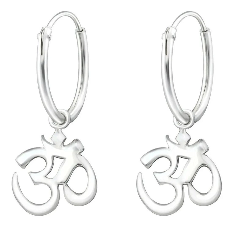AROS DE PLATA 925 CON DISEÑO DE OM PARA YOGA - 1