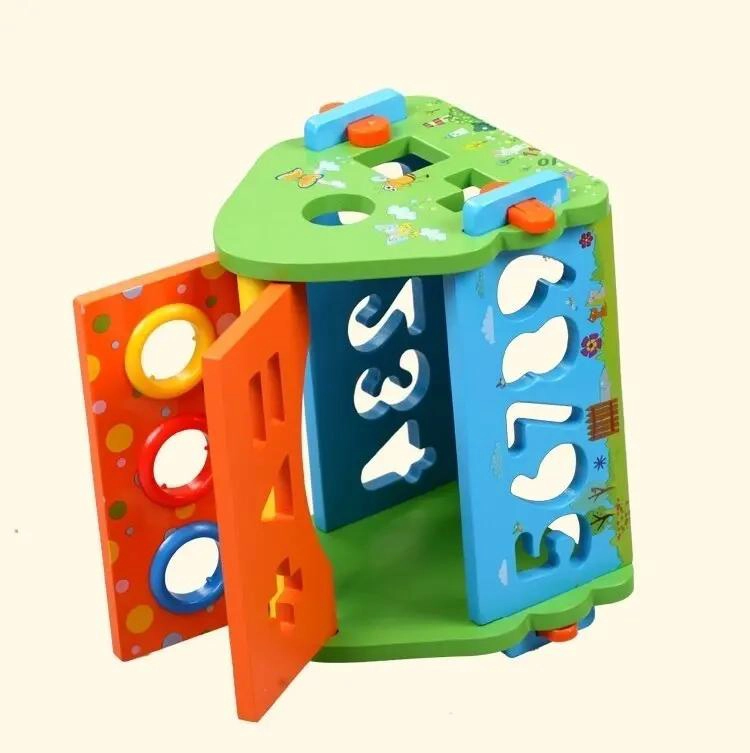 CASA DIDACTICA DE MADERA PARA NIÑOS CON ENCAJE MULTIFUNCIONAL - 6