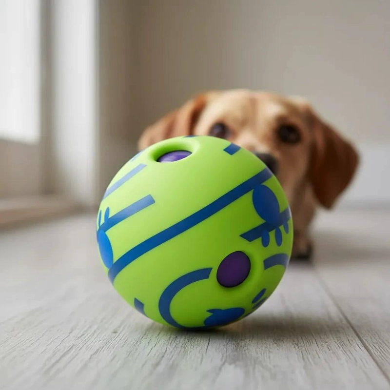 PELOTA SONORA VERDE PARA MASCOTAS ESTIMULA EL JUEGO - 4