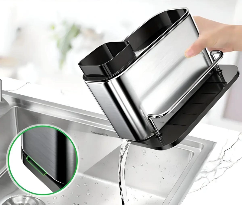 DISPENSADOR DE JABON Y ORGANIZADOR DE ESPONJAS PARA COCINA - 10