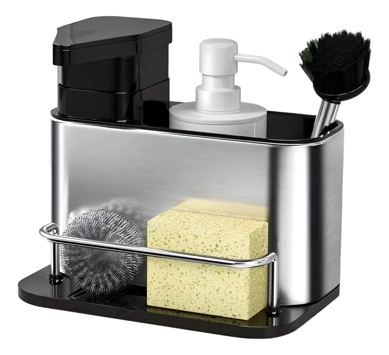 DISPENSADOR DE JABON Y ORGANIZADOR DE ESPONJAS PARA COCINA - 4