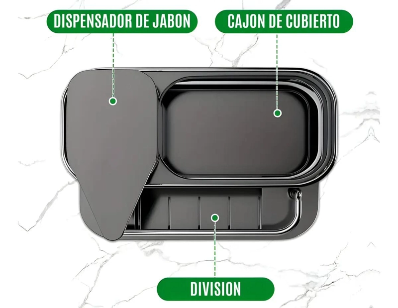 DISPENSADOR DE JABON Y ORGANIZADOR DE ESPONJAS PARA COCINA - 8