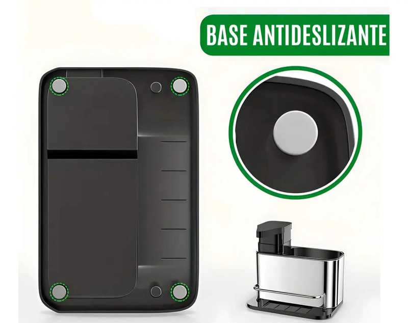 DISPENSADOR DE JABON Y ORGANIZADOR DE ESPONJAS PARA COCINA - 9