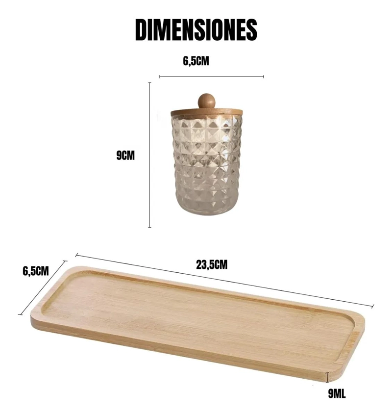 ORGANIZADOR DE ACRILICO CON TAPA DE BAMBU PARA BAÑO - 2