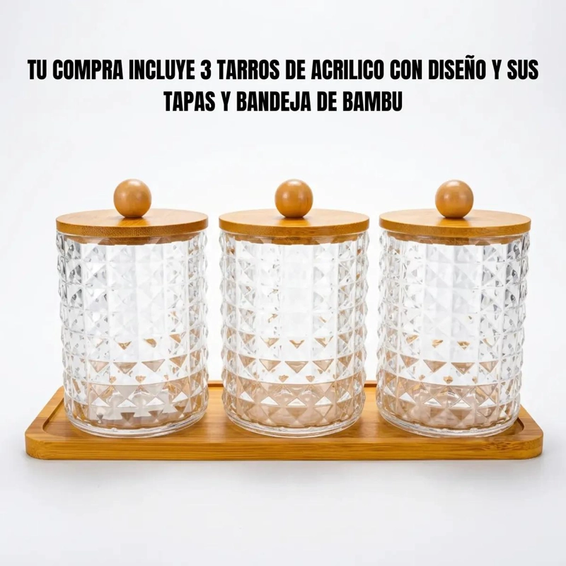 ORGANIZADOR DE ACRILICO CON TAPA DE BAMBU PARA BAÑO - 4