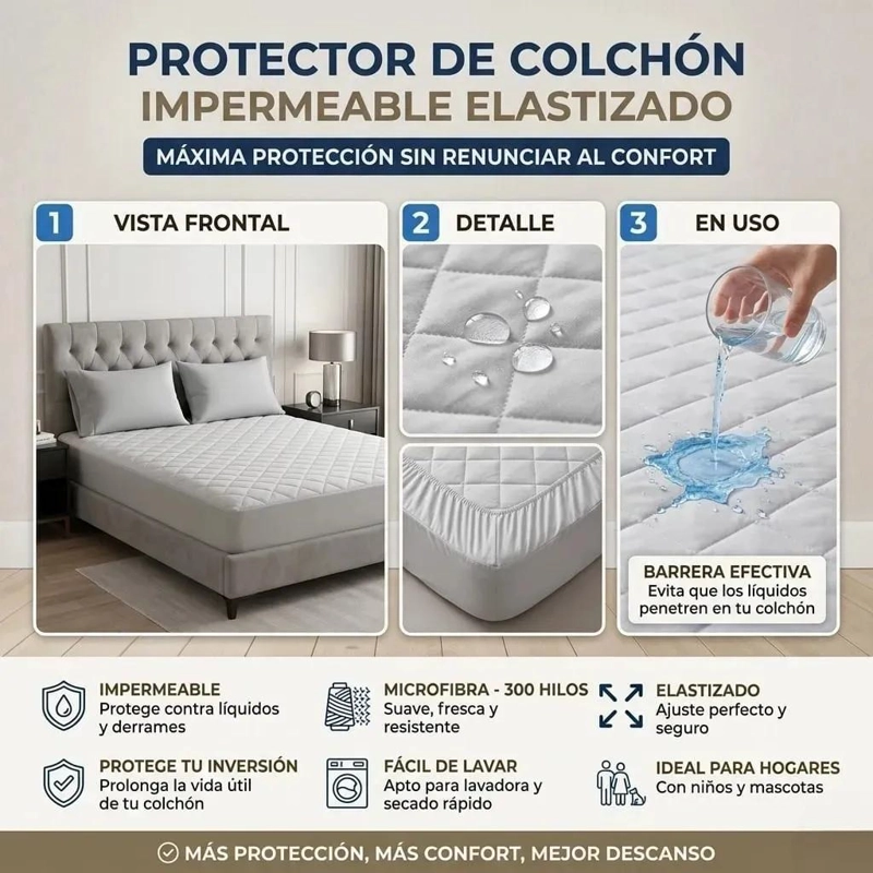 CUBRECOLCHON IMPERMEABLE HIPOALERGE NICO 2 PLAZAS - 7