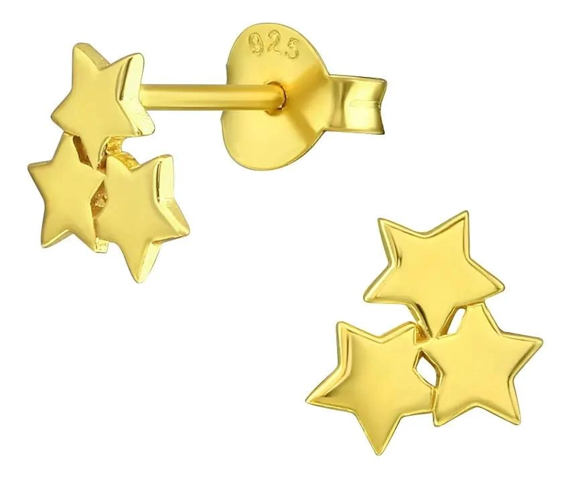 PENDIENTES MINI ESTRELLAS DORADAS EN PLATA 925 BAÑADA EN ORO - 1