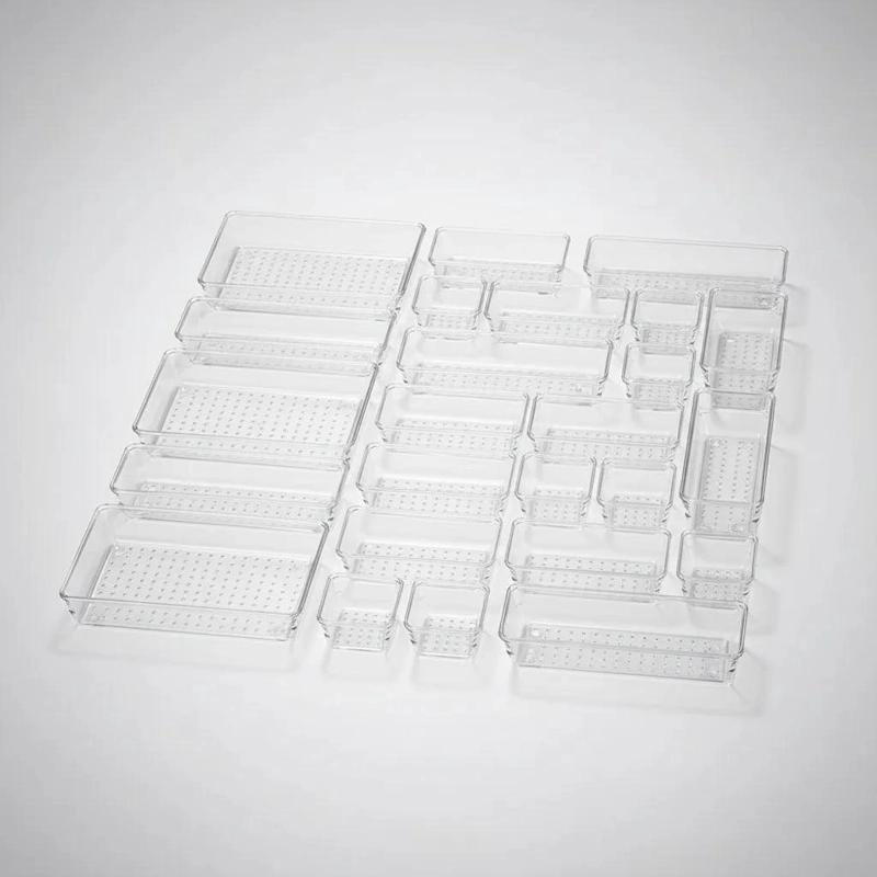 SET DE 25 ORGANIZADORES TRANSPARENTES PARA CAJONES Y ESCRITORIO - 1