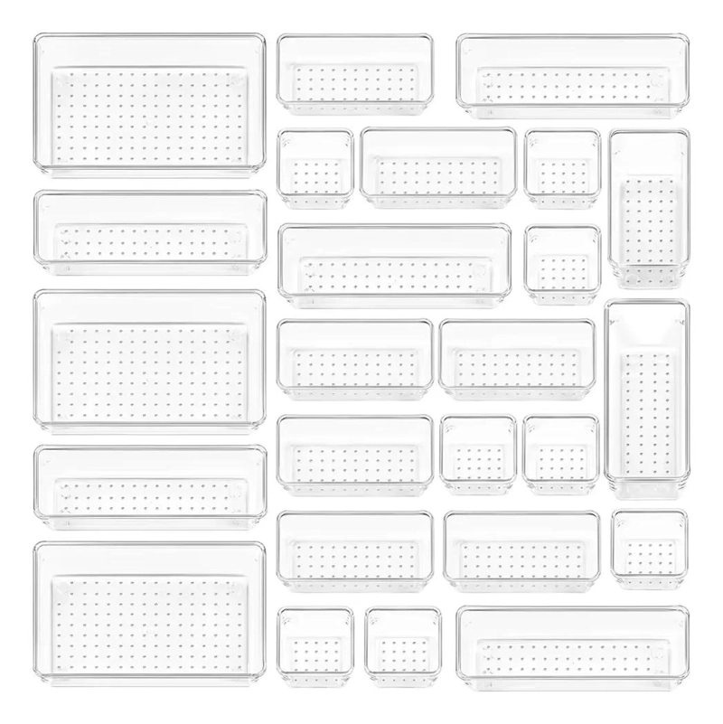 SET DE 25 ORGANIZADORES TRANSPARENTES PARA CAJONES Y ESCRITORIO - 3